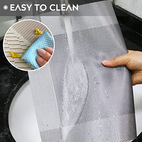 Placemats Set of 6, Table Placemats Heat Resistant Woven Placemats Washable PVC Place Mats Woven Vinyl Placemats Non-Slip Stain Resistant Kitchen Table Placemats Easy to Clean…