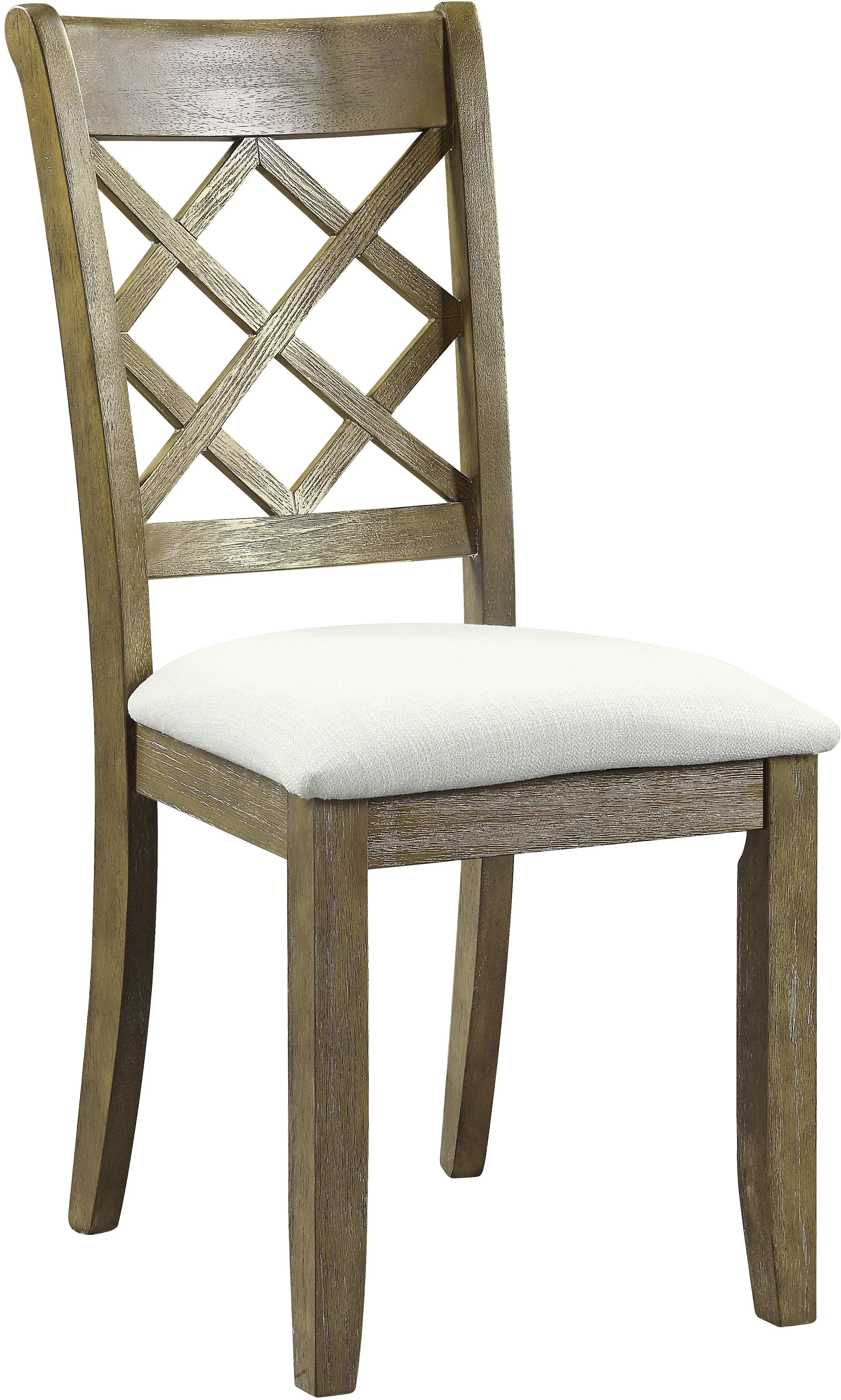 ACME Karsen Wooden Upholstered Side Chair in Beige Linen and Rustic Oak