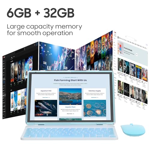 ATOZEE 10 in Tablet 2 in 1 Android 14 Tablets with Keyboard 10 inch Tabletas, Include Mouse Stylus Pen Case, 6000mAh 6GB+32GB ROM 1TB Expandable Tableta, 2MP+8MP Dual Camera, WiFi-6 BT Tablet PC.