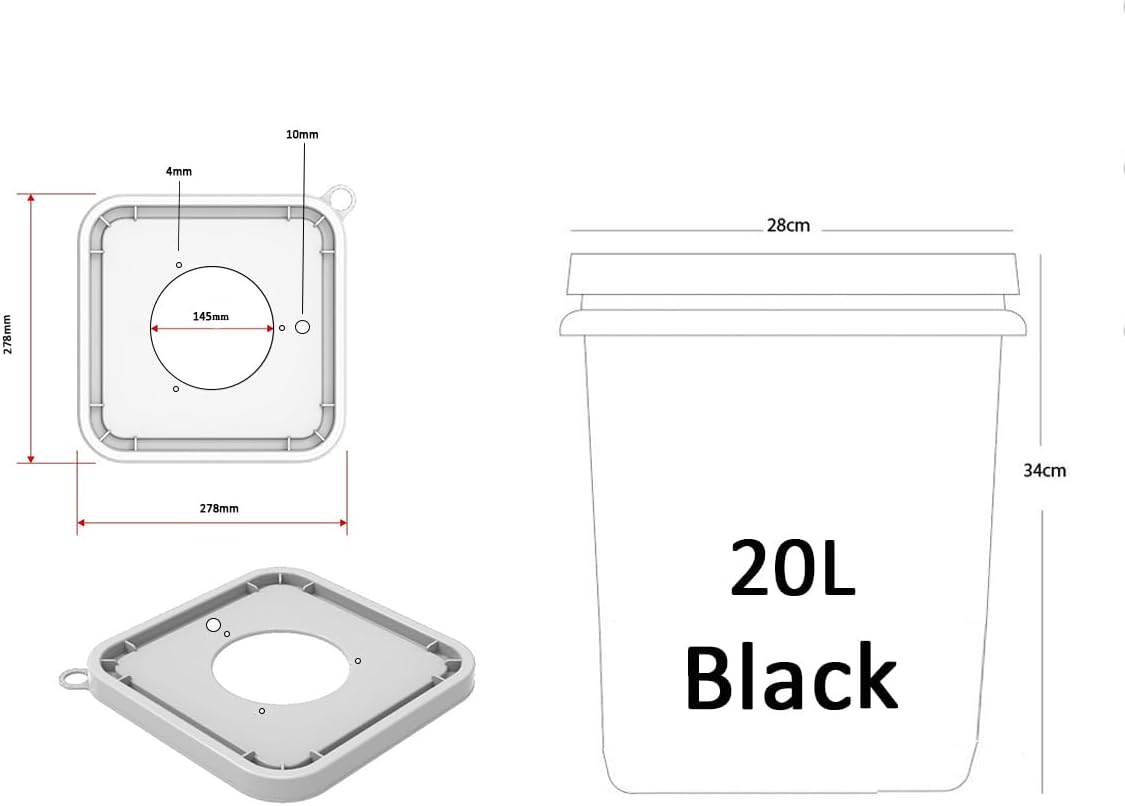 HYDROPONICS Earth,4+1 RDWC Full Set, Recirculating Deep Water Culture RDWC Hydroponics Grow System, 20L, 4 Sites with Connected Reservoir, Black, rdwc2in41