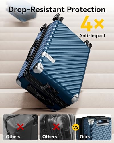 LUGGEX Luggage with Spinner Wheels, Polycarbonate Expandable Hard Shell Suitcase, Carry On 20 Inch, Charcoal Metallic