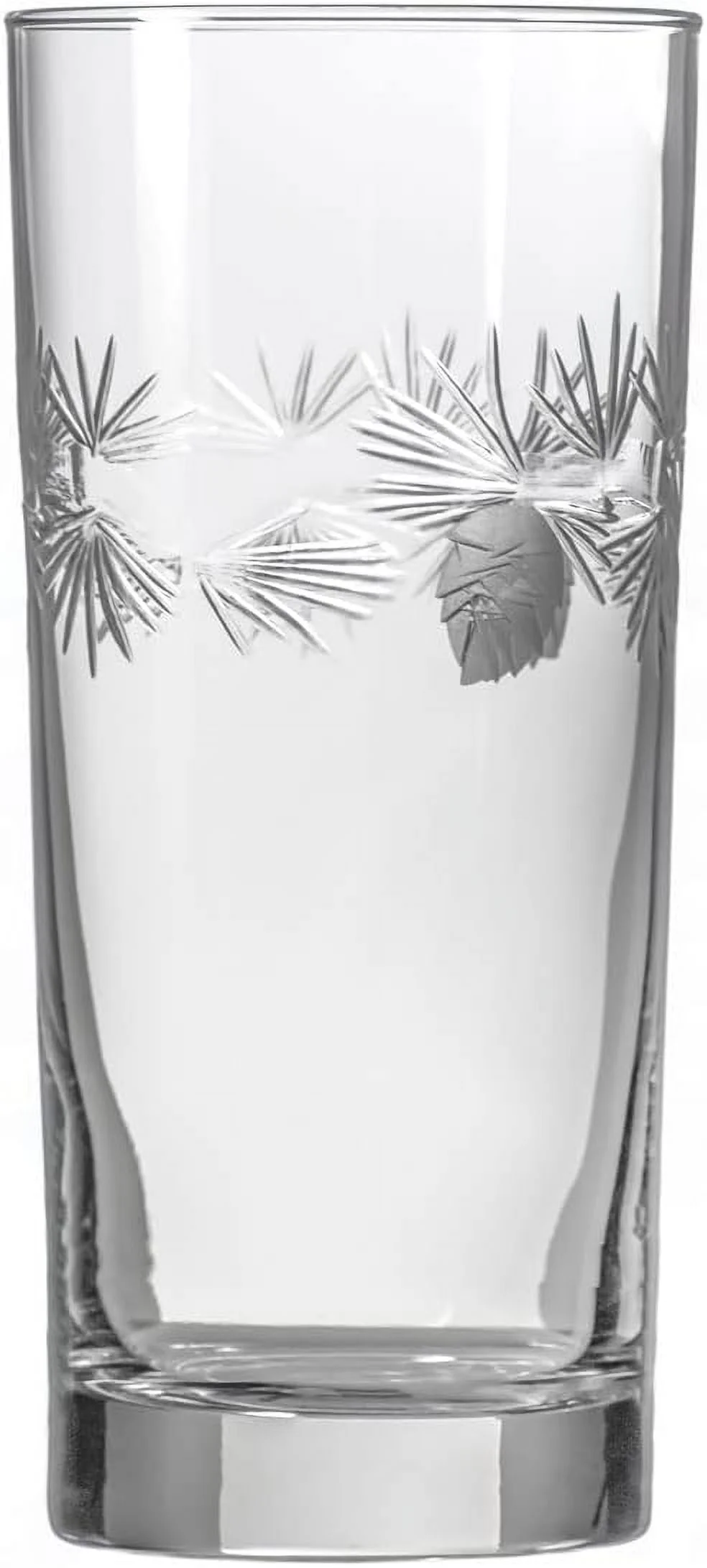 Icy Pine Highball Glass 15 Ounce - Cooler Glass Set Of 4 - Lead-Free Glass - Etched Drinking Glass With Heavy Base - Proudly Made In The