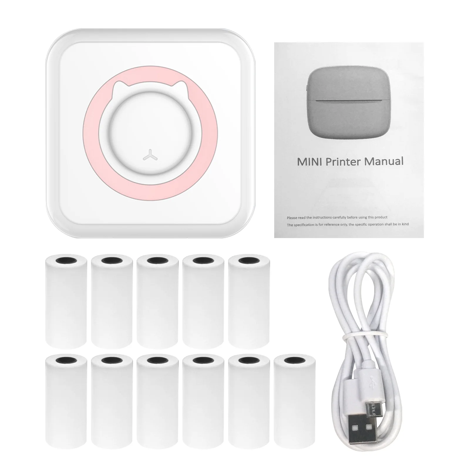 Portable BT Printer for Smartphone, Multifunctional and Compact, 11 Paper Rolls Included