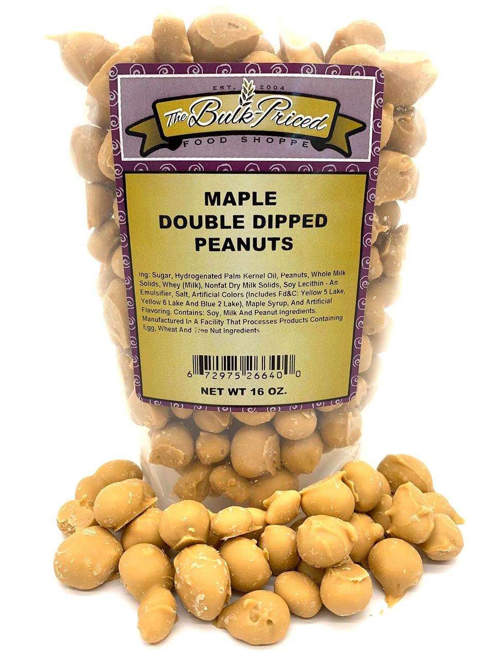 Maple Double Dipped Peanuts, (1 lb. Resealable Zip Lock Stand Up Bag)
