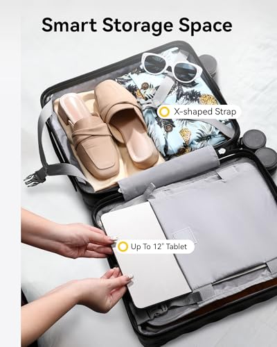 LUGGEX Luggage with Spinner Wheels, Polycarbonate Expandable Hard Shell Suitcase, Carry On 20 Inch, Charcoal Metallic