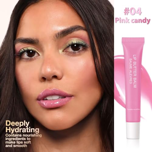 4 PCS Summer Special Lip Butter Balm – Ultra-Hydrating Lip Care with Shea Butter & Olive Oil, Soothes Dry Lips with Natural Tint & Gloss Effect, Lip Plumper Moisture & Light Lip Stain Finish