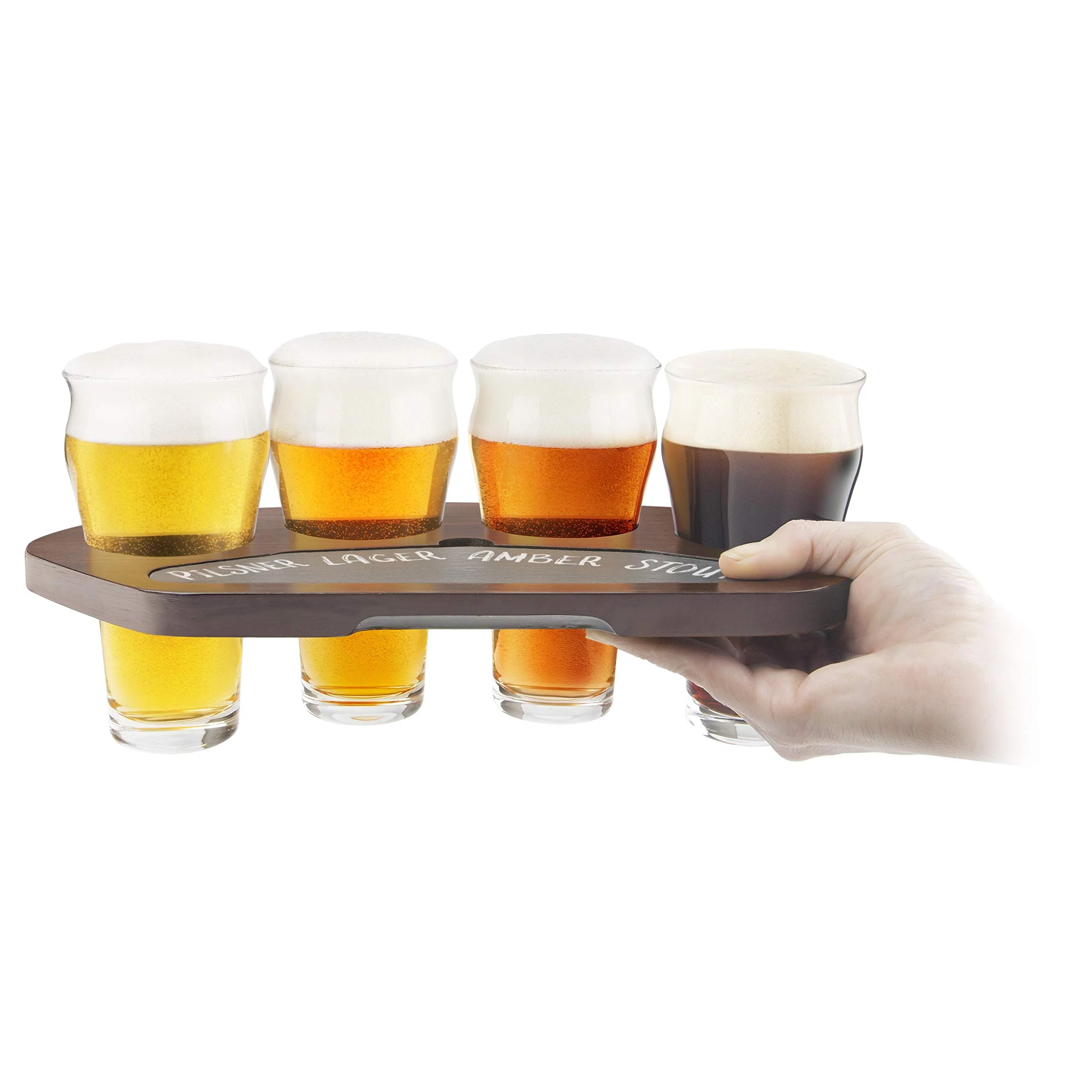 Final Touch 6058259 0.5 x 12.2 in. Glass & Wood Beer Flight Board, Clear