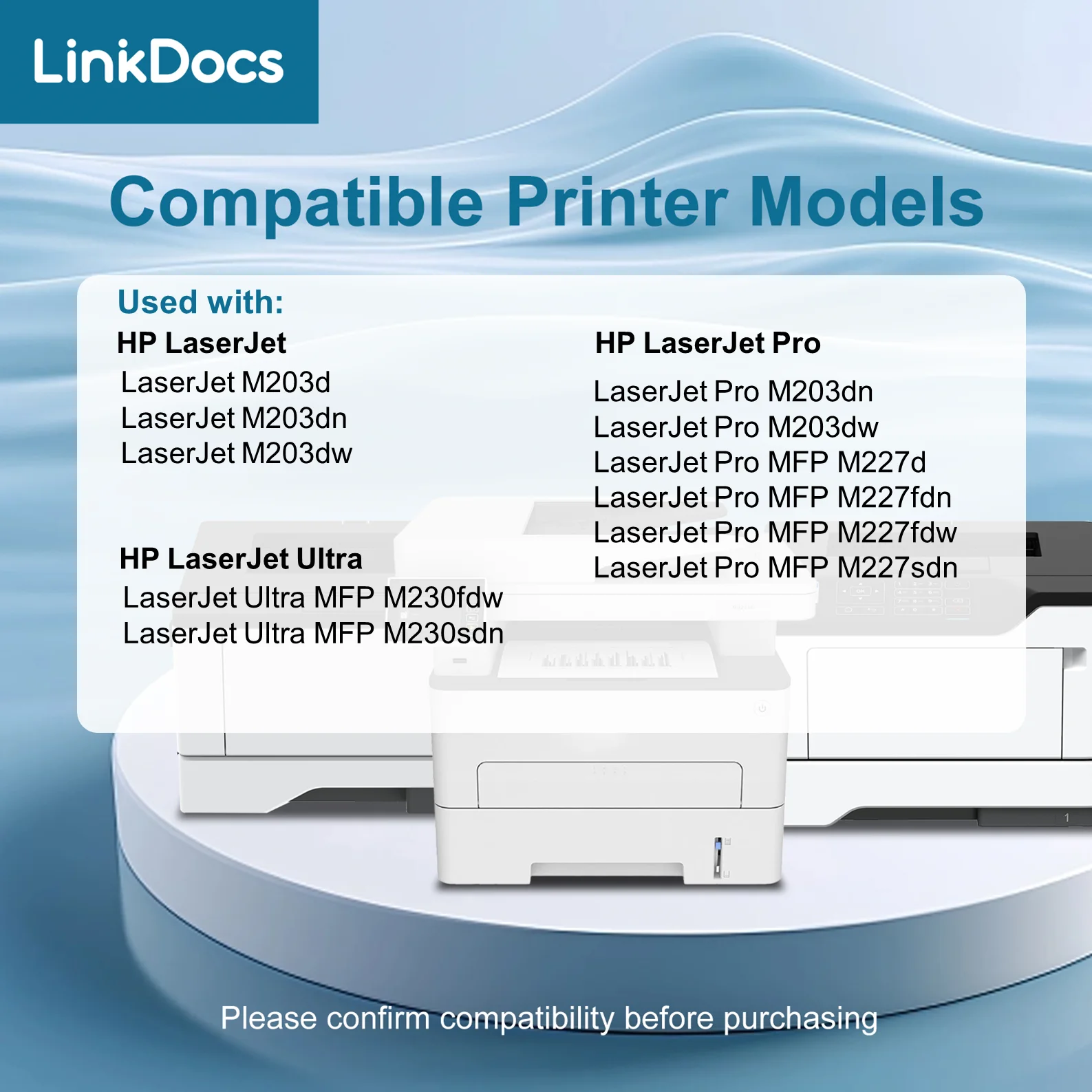 LinkDocs 30A CF230A Toner Cartridge Replacement for HP 30A CF230A Black Toner Cartridge used with HP Laserjet Pro MFP M203dw M227fdw M227fdn M203d M203dn M227sdn M227 M203 Printer (Black 2-Pack)
