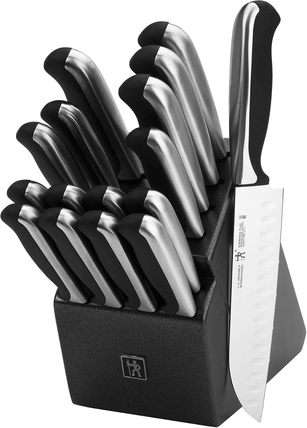 HENCKELS Everedge Plus Knife Block Set, 17 Piece, Black