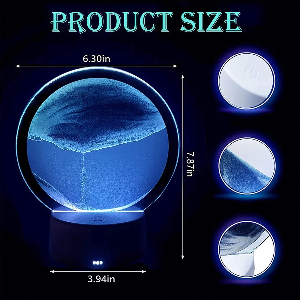 Onemayship Moving Sand Art Picture Hourglass Deep Sea Sandscape Glass 3D Quicksand Painting