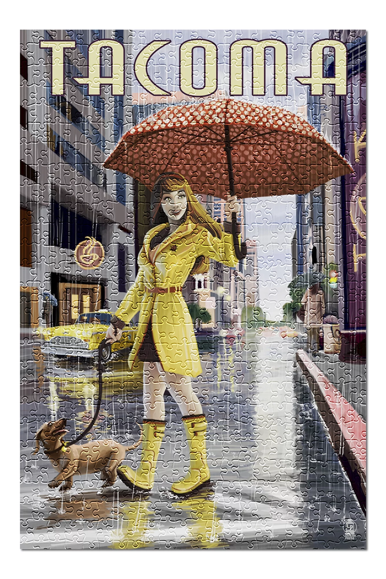 Tacoma, Washington, Rain Girl (19x27 inches, Premium 500 Piece Jigsaw Puzzle for Adults and Family, Made in USA)