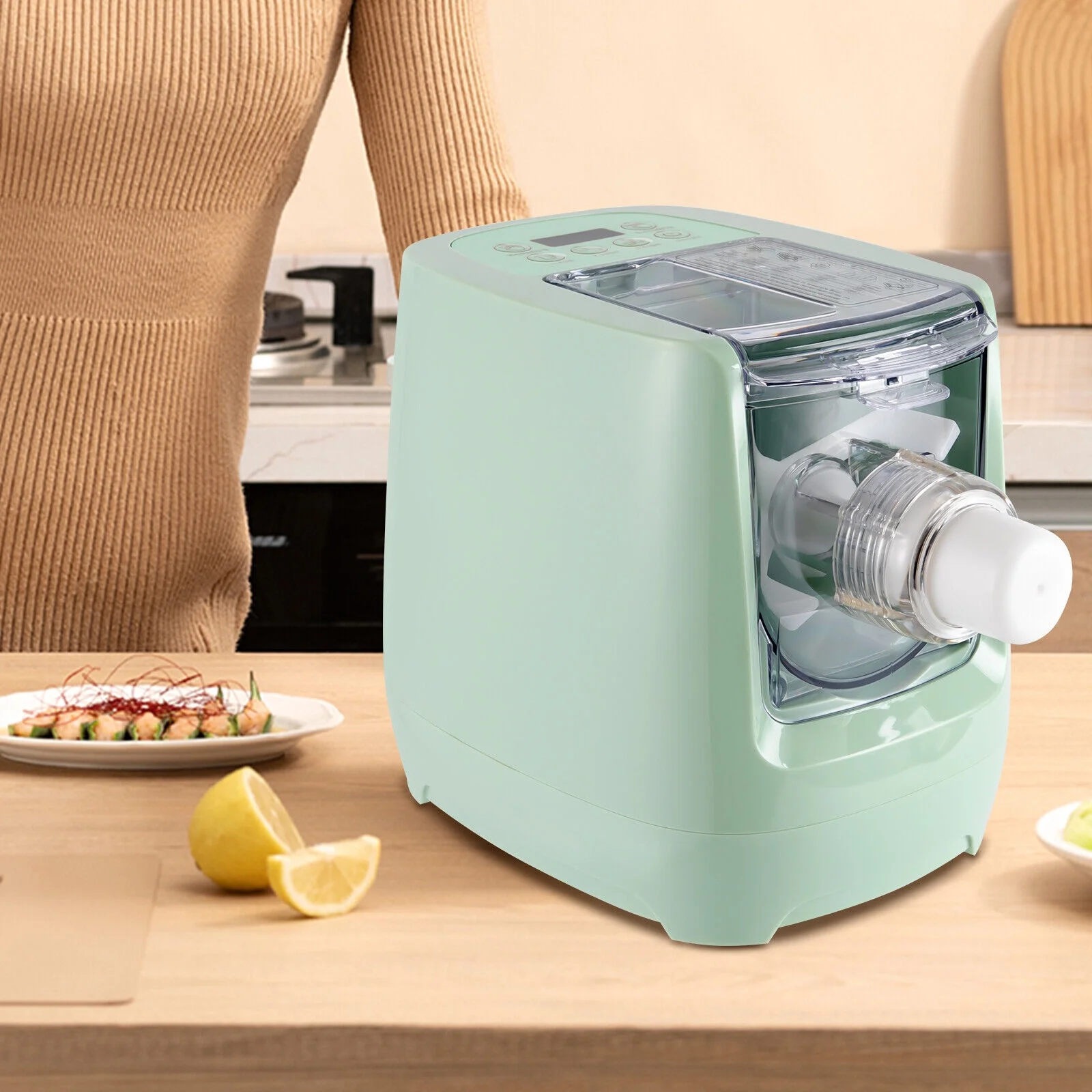 Miumaeov 13-Mode Automatic Noodle Maker Electric Pasta Lasagna Dumpling Skin Making Machine Green