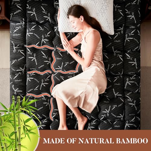 King Size Mattress Topper, Thick Pillow Top Mattress Pad，Up to 21 Inch Deep Pocket,Soft Breathable Mattress Pad for Back Pain, Waterproof Protector Cover(Beige)