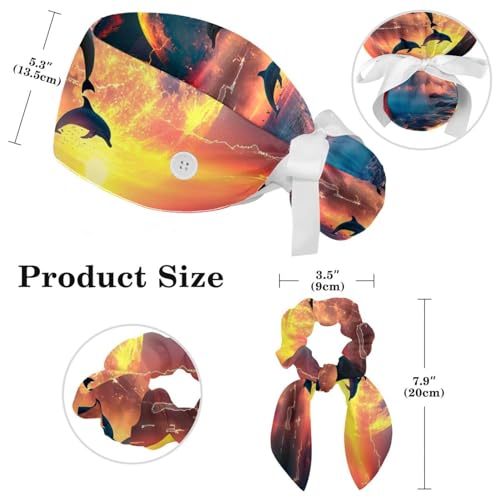 Nurse Scrub Caps,Scrub Hats with Buttons and Cotton Sweatband