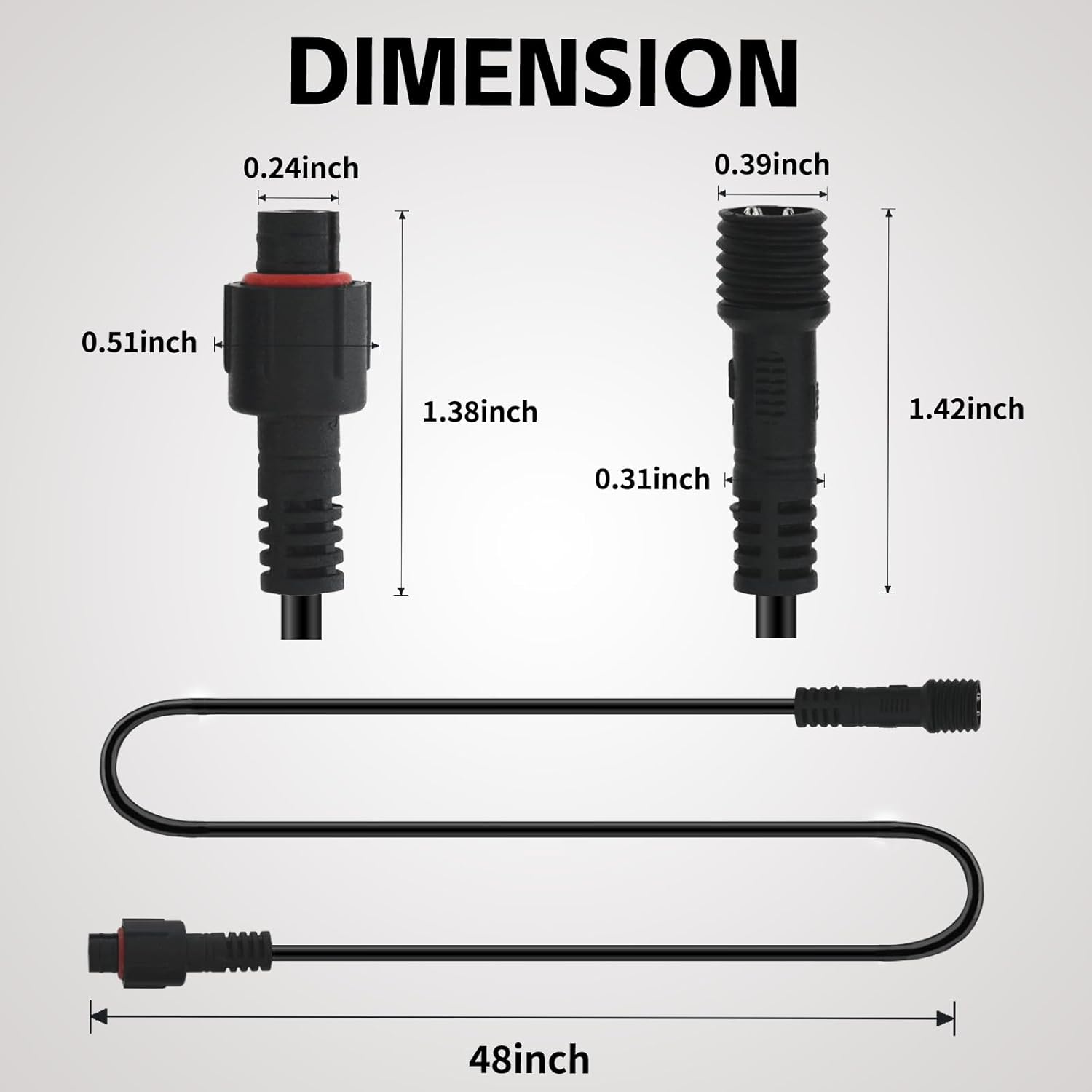 4 PCS 4FT 3 Pin RGB Rock Light Extension Wire, Waterproof LED Rock Lights Extension Cable for Trucks, Motorcycles, Cars, ATVs