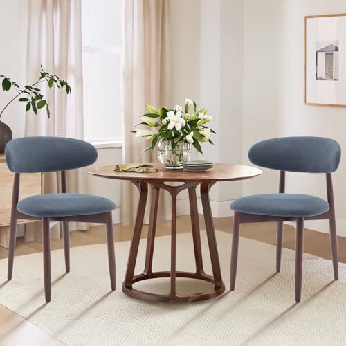 COLAMY Wooden Dining Chairs Set of 4, Modern Fabric Upholstered Dining Room Chair, Farmhouse Kitchen Chairs with Foot Pegs, Green