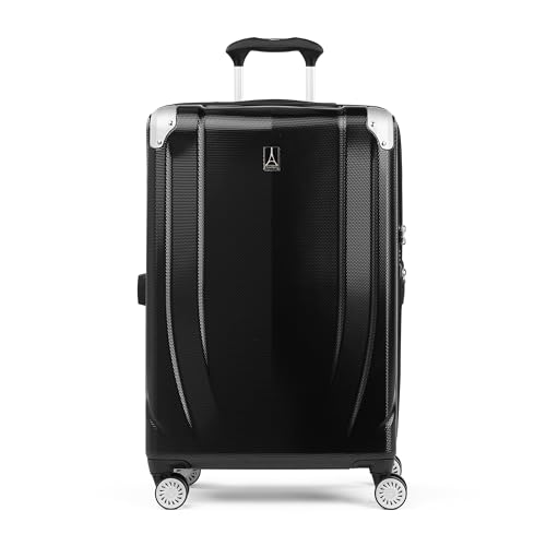Travelpro Pathways 3 Hardside Expandable Luggage, 8 Spinner Wheels, Lightweight Hard Shell Suitcase, Carry On 21 Inch, Black Knight