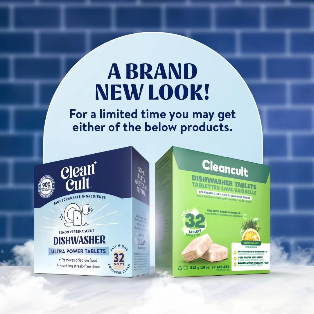 Cleancult Dishwasher Pods, Nature-Inspired Ingredients, Lemon Verbena, 32 Count