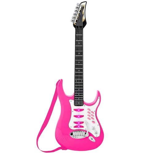 Best Choice Products Kids Electric Musical Guitar Play Set, Toy Guitar Starter Kit Bundle w/ 6 Demo Songs, Whammy Bar, Microphone, Amp, AUX, 2 Sticker Sheets - Blue