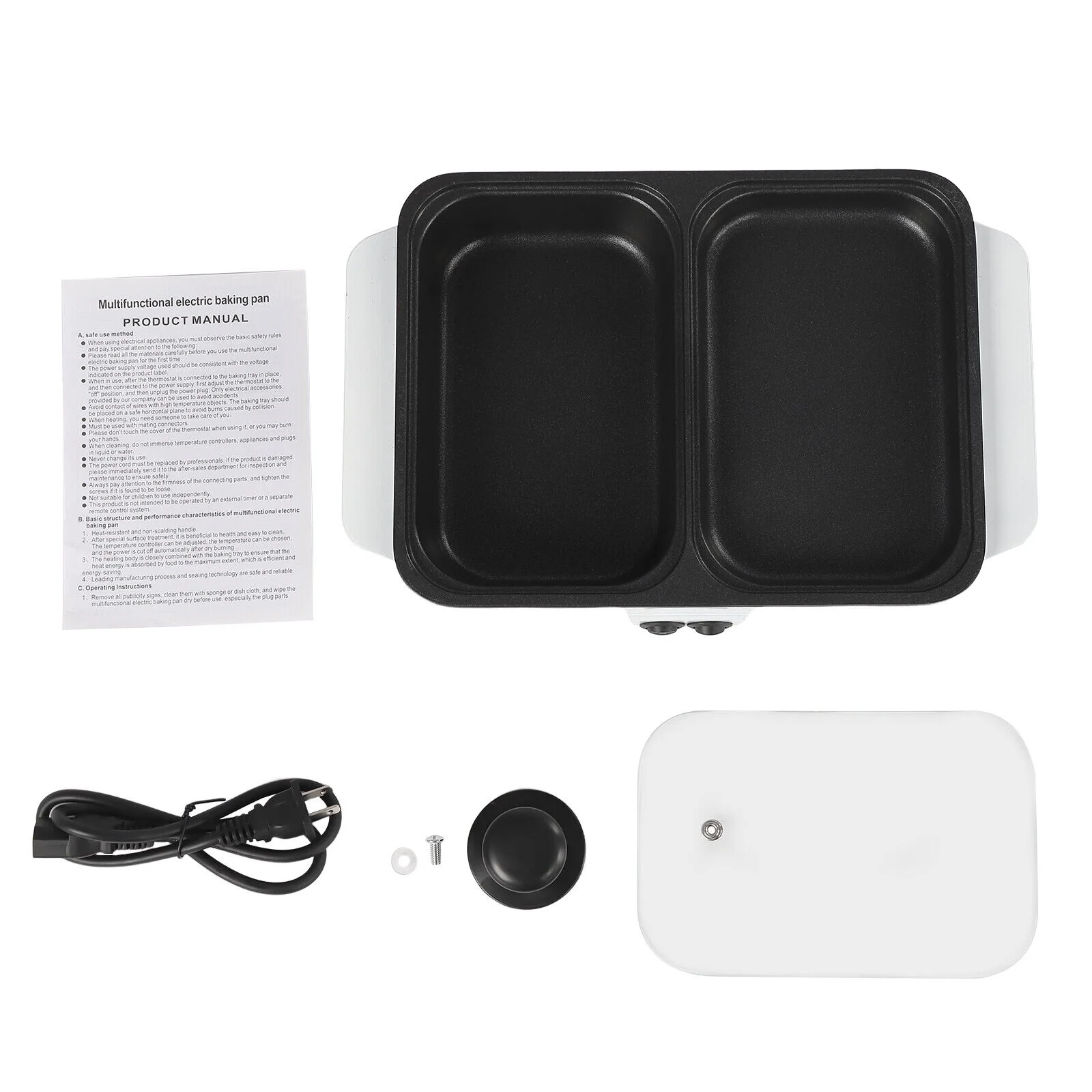 2 in 1 Electric Hot Pot Non-Stick BBQ Plate Barbecue Grill Cooking Frying Pan