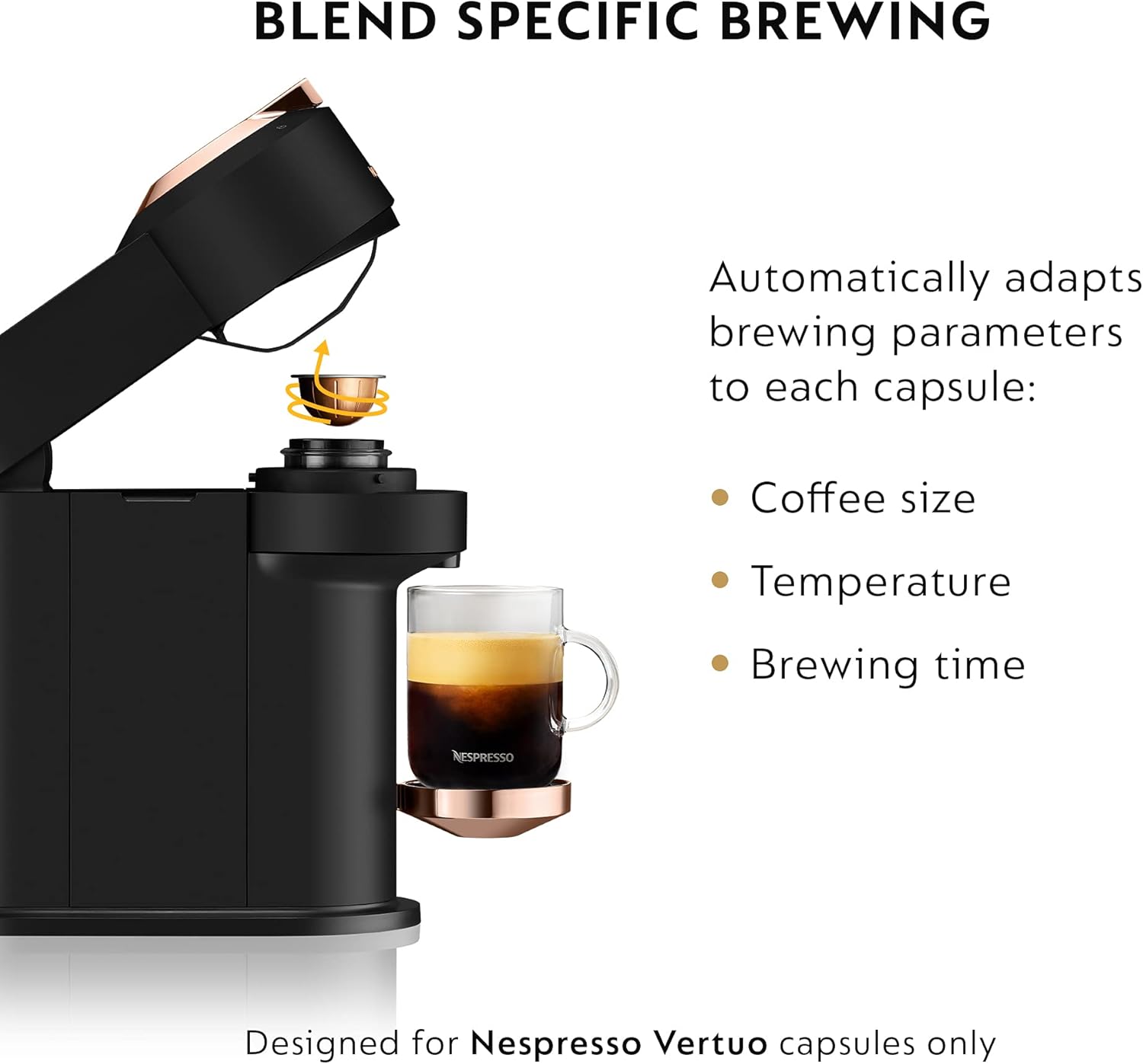 Nespresso Vertuo Next Coffee and Espresso Machine by De'Longhi with Milk Frother ,1100 ml, Deluxe Matte Black Rose Gold
