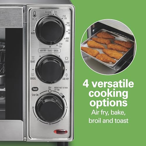 Hamilton Beach Sure-Crisp Air Fryer Toaster Oven Combo, Fits 9” Pizza, 4 Slice Capacity, Powerful Circulation, Auto Shutoff, Stainless Steel (31403)