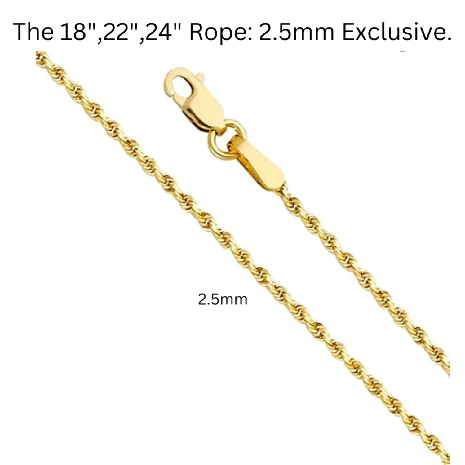 24K Gold Rope Chain Style Cross Pendant Necklace Solid Clasp for Men,Women,Teens Thin for Charms 2.5mm Miami Cuban Link Diamond Cut 24