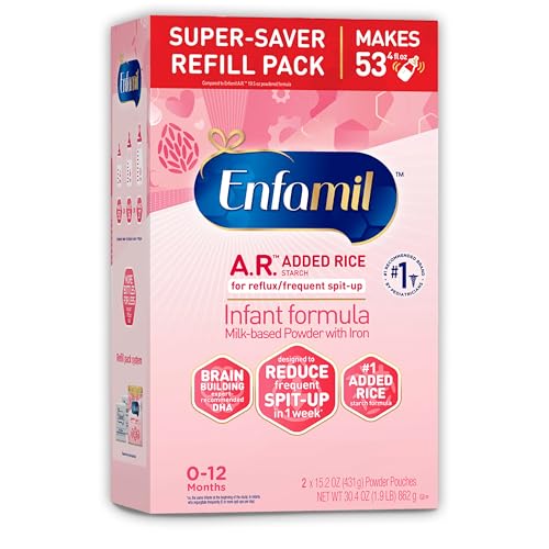 Enfamil A.R. Baby Formula, Added Rice Starch Formula to Reduce Reflux & Spit-Up, DHA for Brain Development, Probiotics to Support Digestive & Immune Health, Baby Milk, 30.4 Oz Box, 4 Count