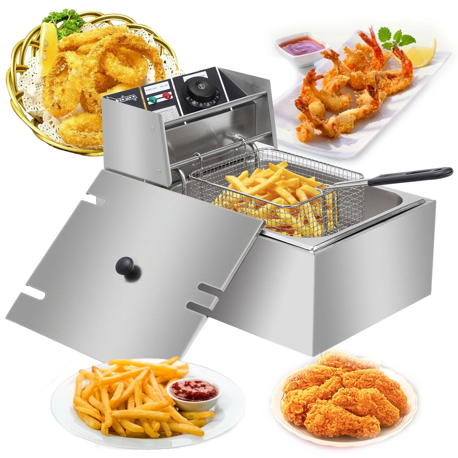 Stainless Steel Commercial Household Electric Deep Fryer Fried Chicken Pan 6L