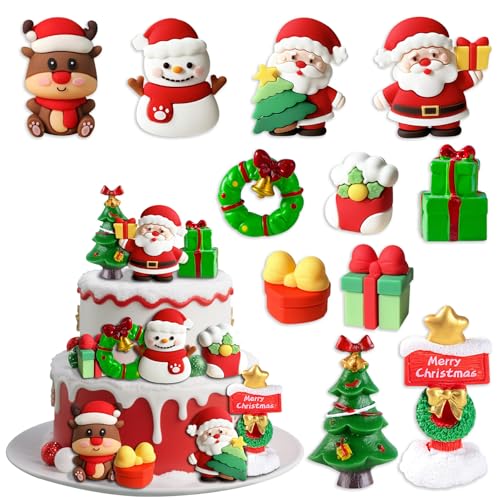 Christmas Cake Toppers Merry Christmas Cake Decor Sleigh Reindeer Cake Topper Snowman cupcake Decoration