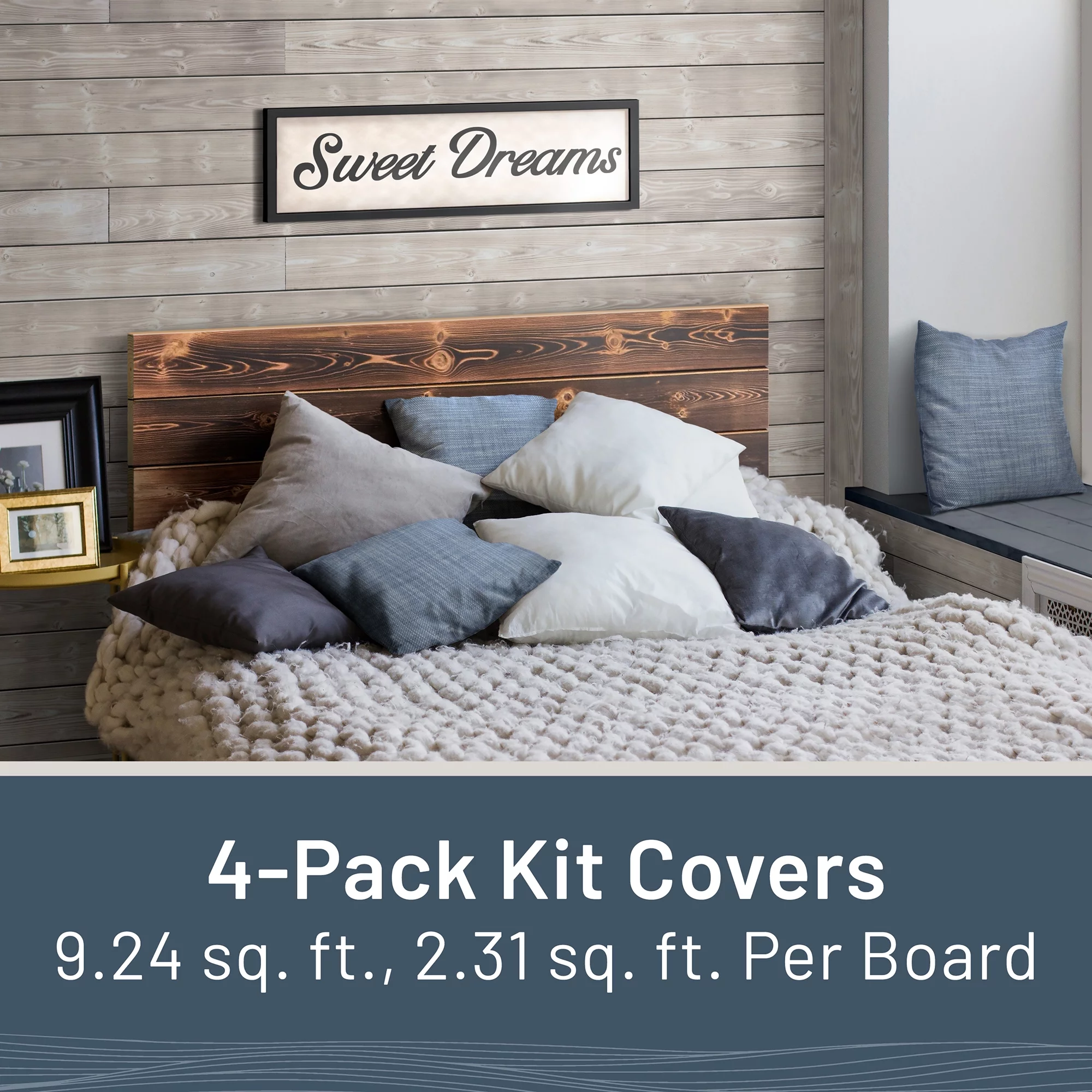 UFP-Edge Charred Wood Shiplap Boards, 4-Pack, Smoke White