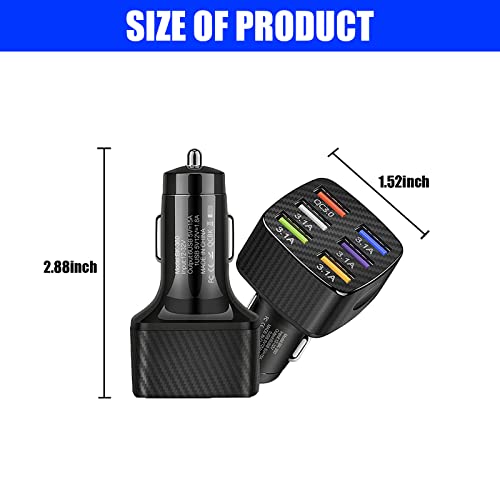 Ajxn Pack-1 Car Charger Adapter, 6 USB Multi Port Fast Charger, QC3.0 USB Fast Charger, Universal for Most Cell Phones, iPhone