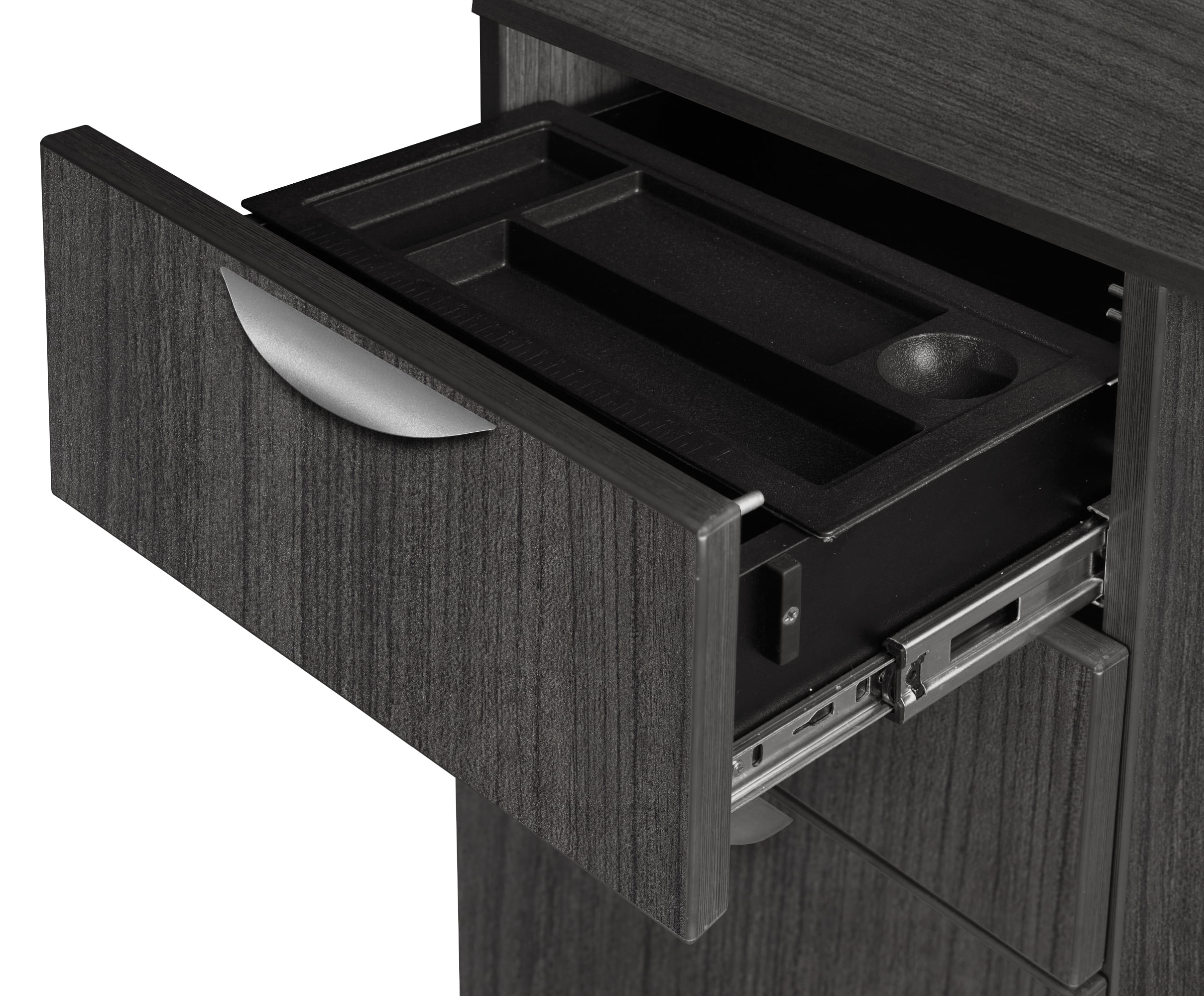 Romig Legacy 71 x 35 in. Bow Front Office Desk with Double Pedestal Drawer Unit- Ash Grey