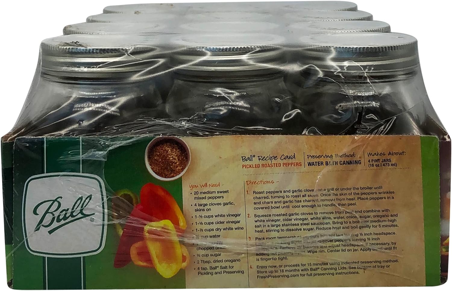 Ball Pint Jar, Regular Mouth, Set of 12, (16 oz)