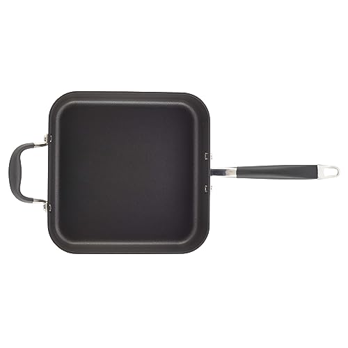 Anolon Advanced Hard Anodized Nonstick Saute Square Fry Pan with Helper Handle, 4 Quart, Graphite Gray,83862
