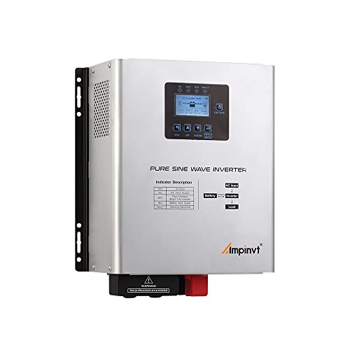 800W Pure Sine Wave Inverter with AC Charger, DC 12V to AC 120V Output,UPS Backup Power Low Frequency Inverter for Lithium, Sealed,AGM, Gel,and Flooded Batteries