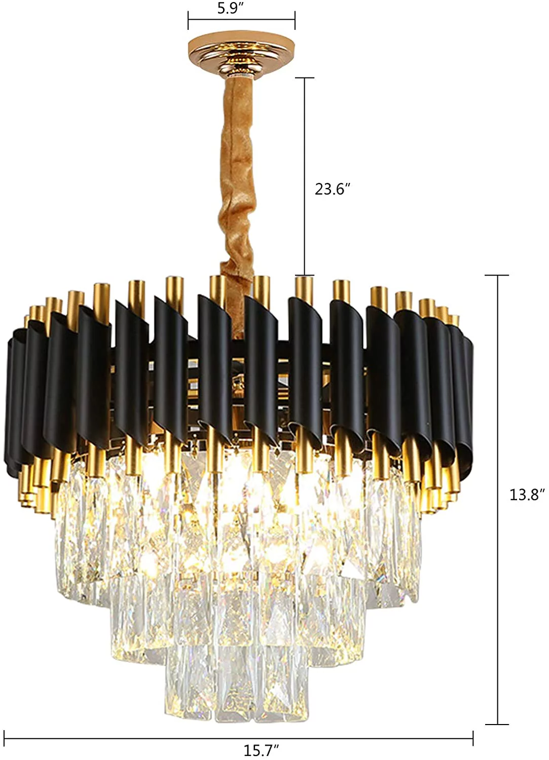 FETCOI Modern Luxury Ceiling light Fixture Crystal Chandelier 4 Tiers for Living Room