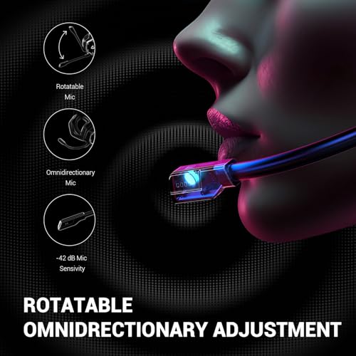 EKSA E1000 Gaming Headset, Computer Headphones with Noise Canceling Mic & RGB Light, 7.1 Surround Sound, Compatible with PC, PS4 PS5 Console, Laptop (Blue)