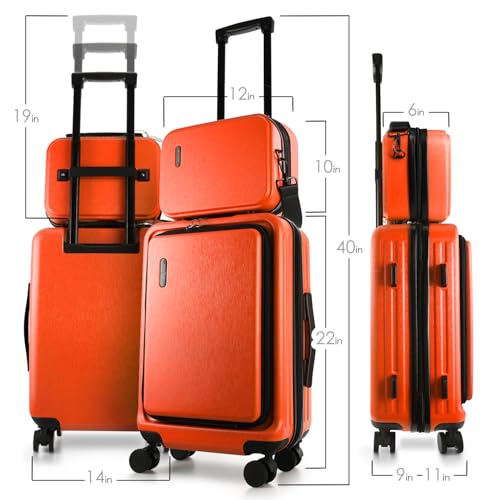 22 Inch Carry On Luggage 22x14x9 Airline Approved, Carry On Suitcase with Wheels, Hard-shell Carry-on Luggage, Durable Luggage Carry-On, Black Small Suitcase with Cosmetic Case