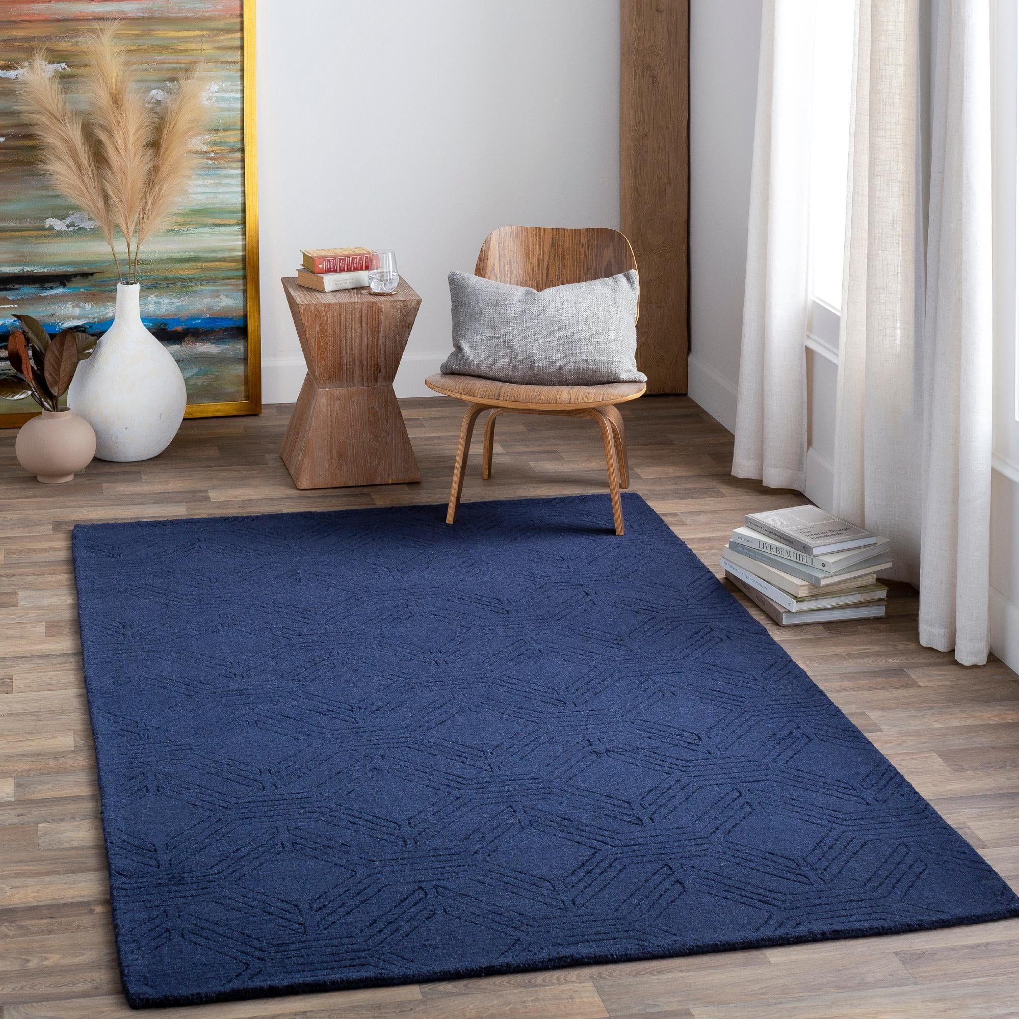 Mark&Day Wool Area Rugs, 5x7 Maureen Modern Navy Area Rug (5' x 7'6