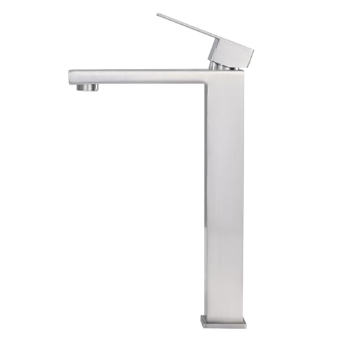 KES Vessel Sink Faucet, Black Bathroom Faucets, Tall Bathroom Faucets with Sink Drain with Overflow, L3156BLFF12-BK-C1