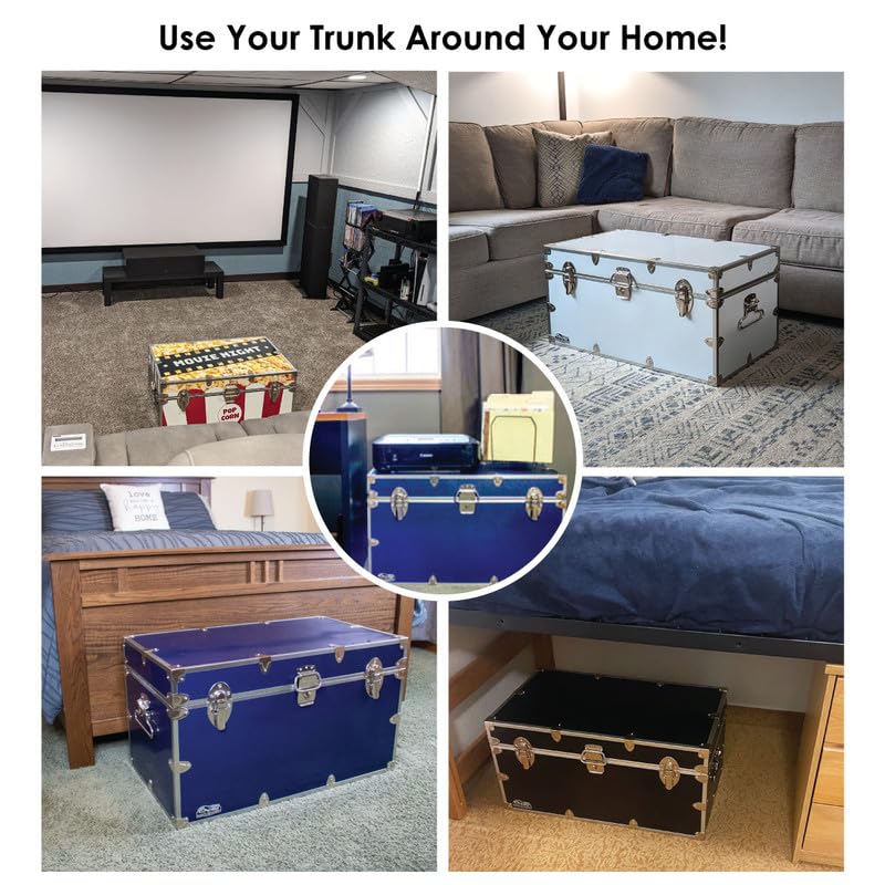 C&N Footlockers Camp Trunk Footlocker - Happy Camper with Black Trim 32 x 18 x 13.5 Inches