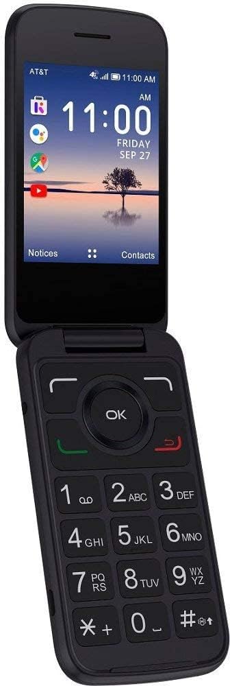 Alcatel SMARTFLIP 4052R | 4G LTE | 4GB Flip-Phone | Bluetooth, WiFi, Big Buttons | Carrier locked to AT&T. Phone is not unlocked - Volcano Black