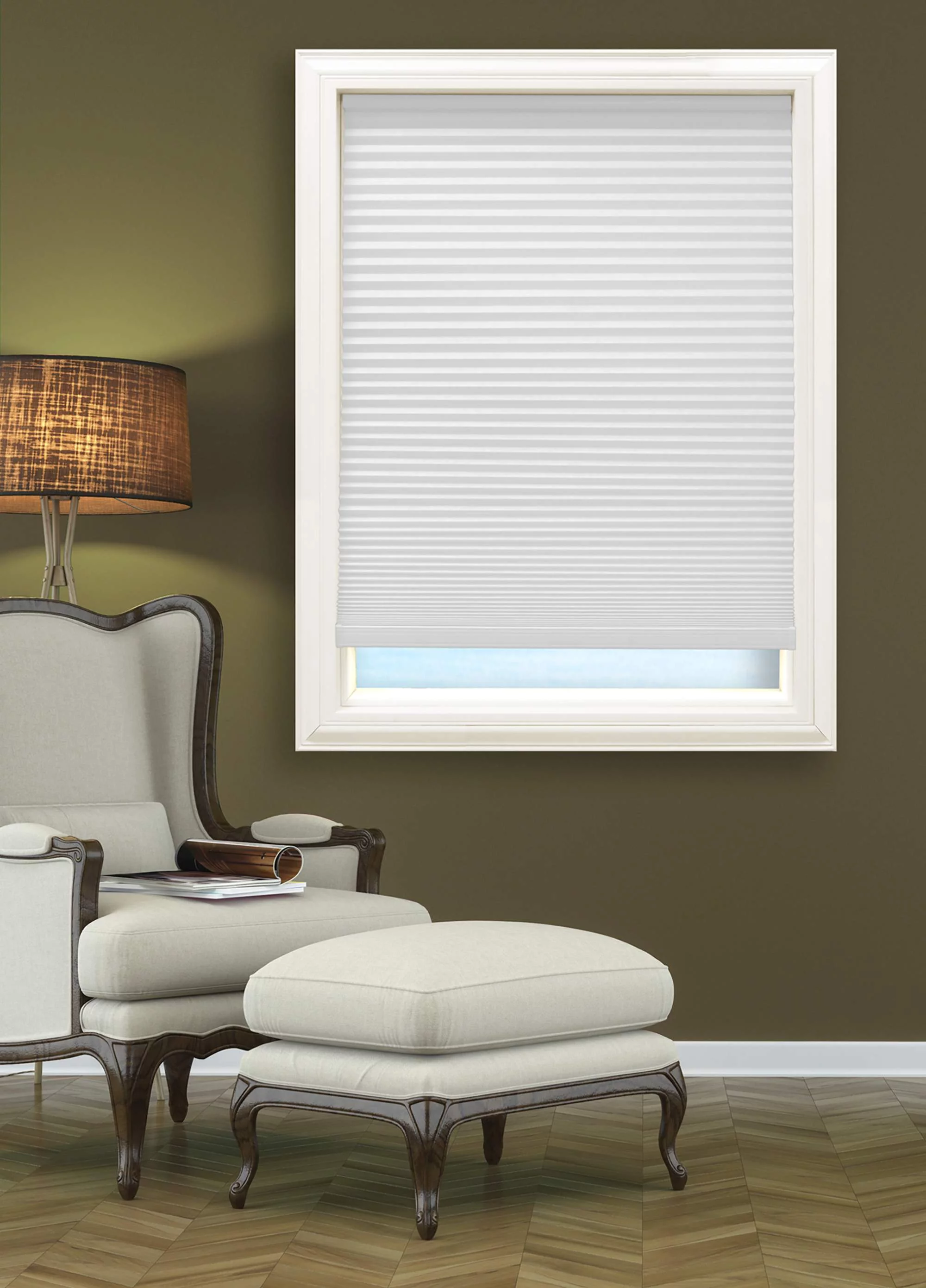 Richfield Studios Cordless Blackout Polyester Honeycomb Window Shades, White, 17.5