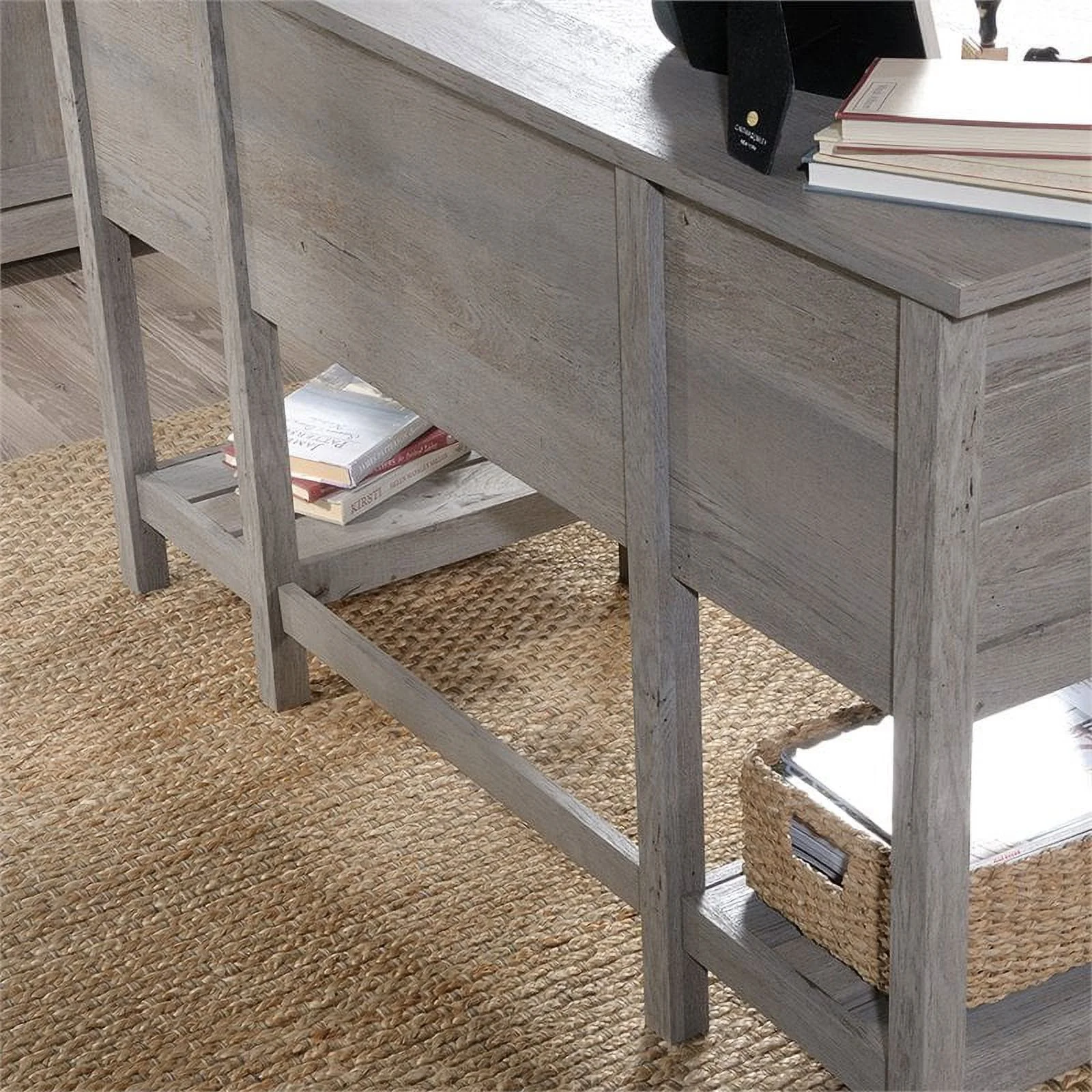 Pemberly Row Engineered Wood Writing Desk in Mystic Oak