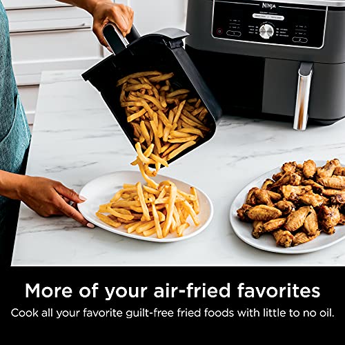 Ninja Foodi 10QT 6-in-1 DualZone Smart XL Air Fryer, 2 Independent 5QT Baskets, Smart Cook Thermometer, Match Cook, Smart Finish, Air Fry, Roast, Bake, Dehydrate, Reheat, Grey, DZ550