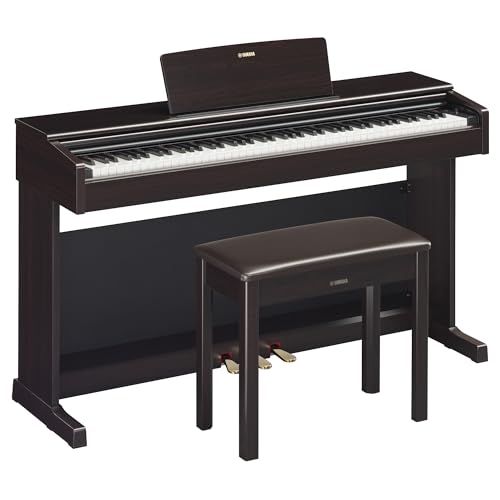 Yamaha Arius, 88-Key Weighted Action Digital Beginner and Intermediate Players, Dynamic Response, Grand Piano Sound, 3-Pedal Unit, Upright Design, Bench Included, Dark Rosewood (YDP105R)