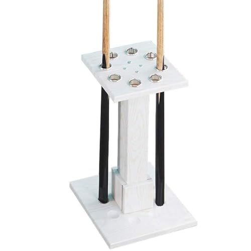Durable Freestanding Wooden Pool Cue Rack, 8 Cue Capacity Billiard Cue Holder for Home, Club & Game Room, Stylish White Finish, 30x55x24cm