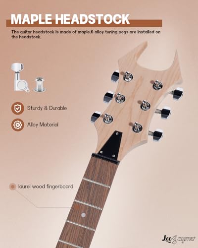 Leo Jaymz DIY Single Cut Electric Guitar Kits with Mahogany Body and Neck - Rosewood Fingerboard and All Components Included (LP Hollow)