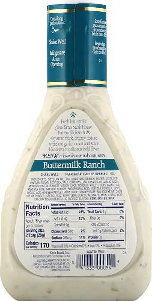Ken's Steakhouse Buttermilk Ranch Dressing, 16 oz. (Pack of 3)
